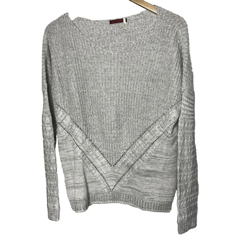 Anthropologie Cozy Knit XS Oversize Sweater Light‎ Gray Relaxed Wool Blend Layer